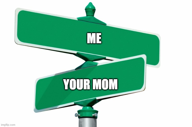 Fun | ME; YOUR MOM | image tagged in blank street signs | made w/ Imgflip meme maker