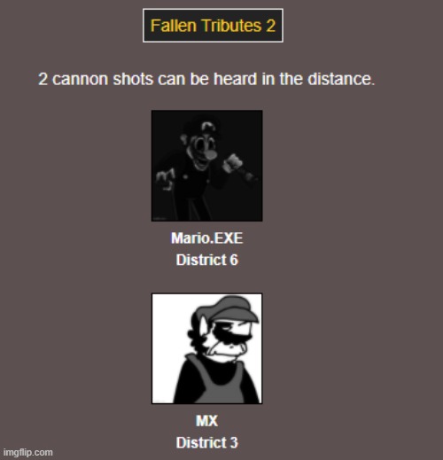 My "Triumphant" kills are the 2 cannons, huh? Press F. | image tagged in hunger games,imgflip | made w/ Imgflip meme maker