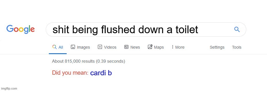 cardi b sucks | shit being flushed down a toilet; cardi b | image tagged in did you mean | made w/ Imgflip meme maker