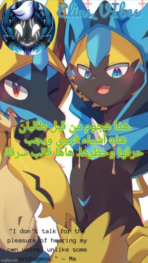 Lucarora temp | هذا هجوم من قبل طالبان. هذه أشياء فروي ويجب حرقها وحظرها. هاها قالب سرقة | image tagged in lucarora temp | made w/ Imgflip meme maker