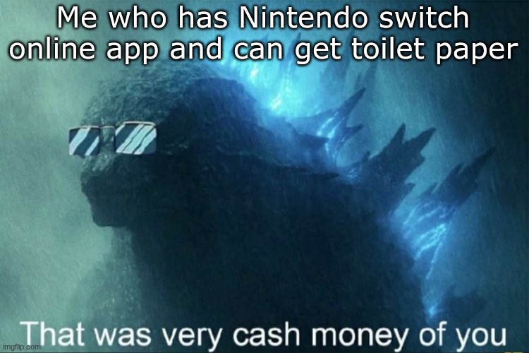 That was very cash money of you | Me who has Nintendo switch online app and can get toilet paper | image tagged in that was very cash money of you | made w/ Imgflip meme maker