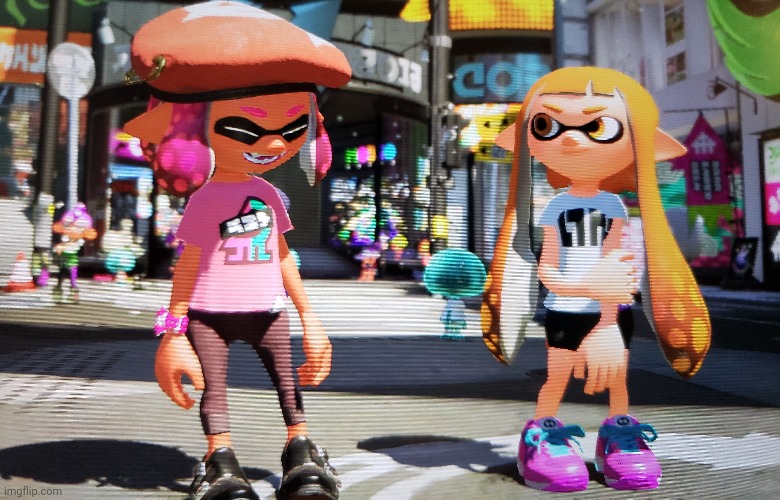 Picture of Inkling girl and Inkmatas in the square | made w/ Imgflip meme maker