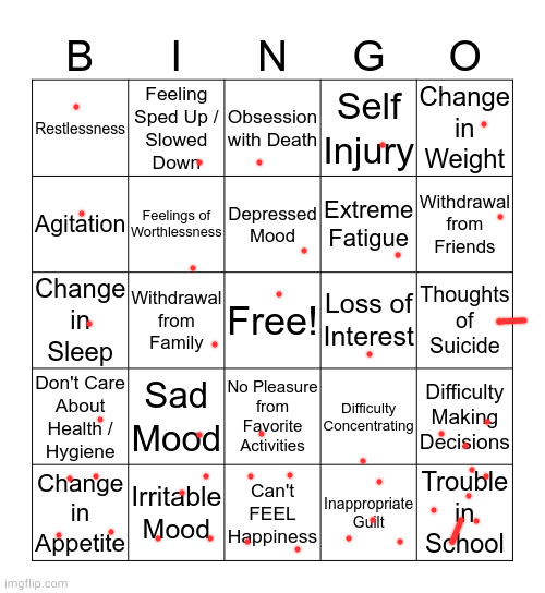 I think we have a problem | image tagged in depression bingo 1 | made w/ Imgflip meme maker