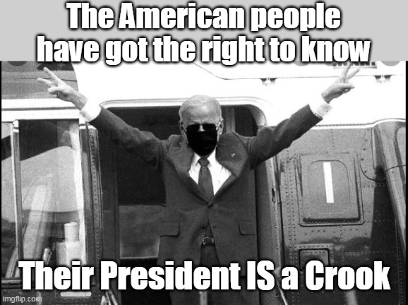 To paraphrase Ole Tricky Dick himself : | The American people have got the right to know; Their President IS a Crook | image tagged in memes,richard nixon,brandon,crook | made w/ Imgflip meme maker