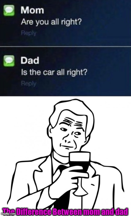 The Difference Between mom and dad | image tagged in true story | made w/ Imgflip meme maker