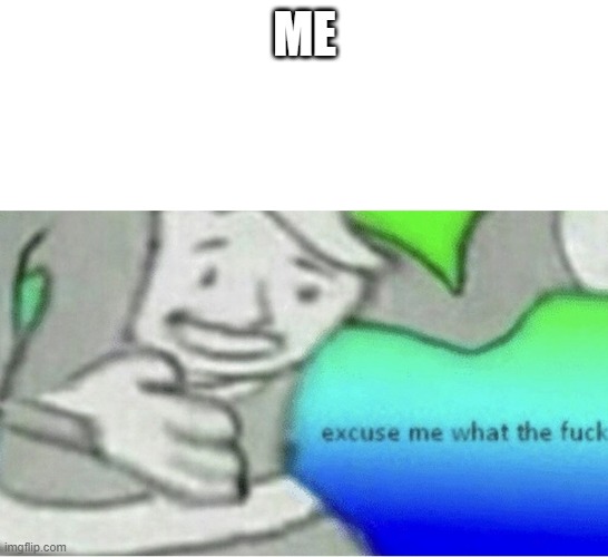 Excuse me wtf blank template | ME | image tagged in excuse me wtf blank template | made w/ Imgflip meme maker