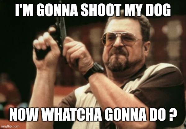 Am I The Only One Around Here Meme | I'M GONNA SHOOT MY DOG NOW WHATCHA GONNA DO ? | image tagged in memes,am i the only one around here | made w/ Imgflip meme maker