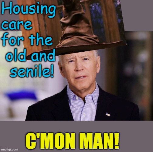 Joe Biden 2020 | Housing care for the  old and   senile! C'MON MAN! | image tagged in joe biden 2020 | made w/ Imgflip meme maker