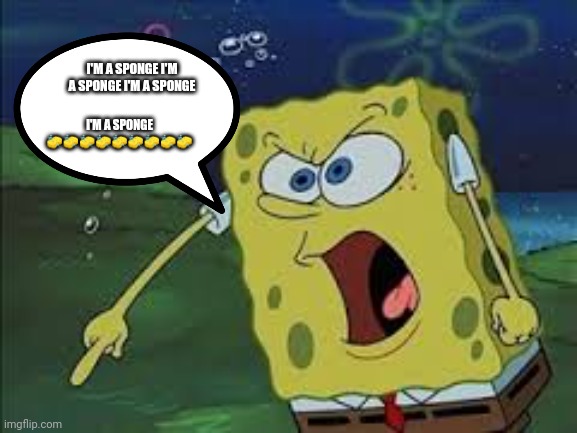 Screaming Sponge bob | I'M A SPONGE I'M A SPONGE I'M A SPONGE I'M A SPONGE ????????? | image tagged in screaming sponge bob | made w/ Imgflip meme maker