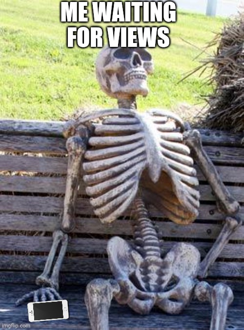 Waiting Skeleton | ME WAITING FOR VIEWS | image tagged in memes,waiting skeleton | made w/ Imgflip meme maker