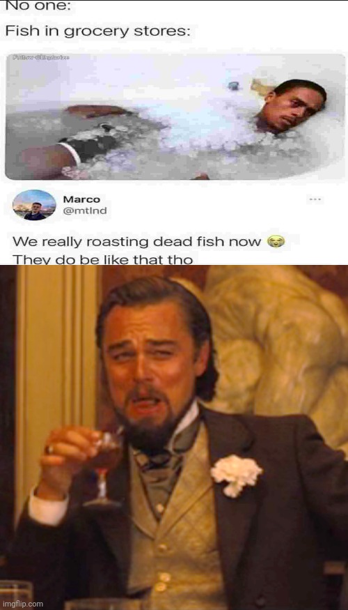 Laughing Leo Meme | image tagged in memes,laughing leo,fish,grocery store | made w/ Imgflip meme maker