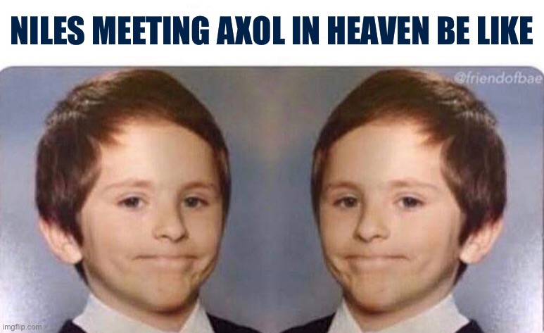 NILES MEETING AXOL IN HEAVEN BE LIKE | image tagged in smg4,revelations | made w/ Imgflip meme maker