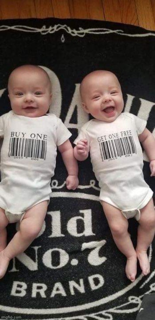 2 for one | image tagged in babies,twins | made w/ Imgflip meme maker
