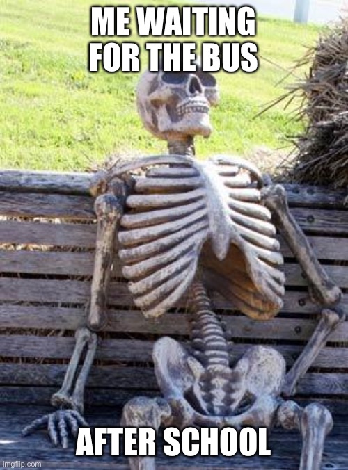 Waiting Skeleton | ME WAITING FOR THE BUS; AFTER SCHOOL | image tagged in memes,waiting skeleton | made w/ Imgflip meme maker
