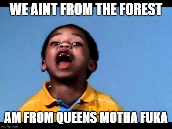 That's racist 2 | WE AINT FROM THE FOREST AM FROM QUEENS MOTHA FUKA | image tagged in that's racist 2 | made w/ Imgflip meme maker