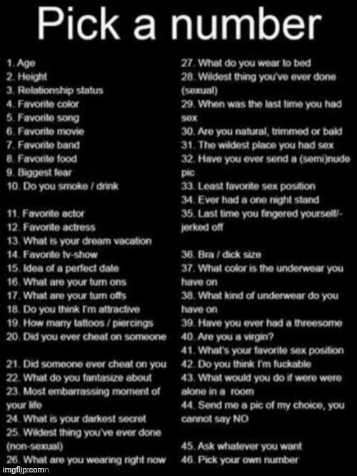 piss | image tagged in pick a number | made w/ Imgflip meme maker