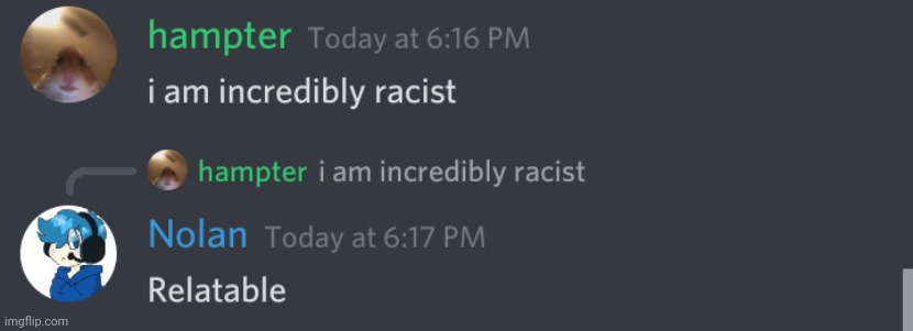 Poke and hampster being racist | image tagged in poke and hampster being racist | made w/ Imgflip meme maker