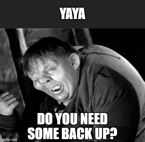Hunchback | YAYA DO YOU NEED SOME BACK UP? | image tagged in hunchback | made w/ Imgflip meme maker