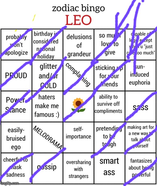 and this is from a food loving scorpio- | image tagged in leo bingo | made w/ Imgflip meme maker