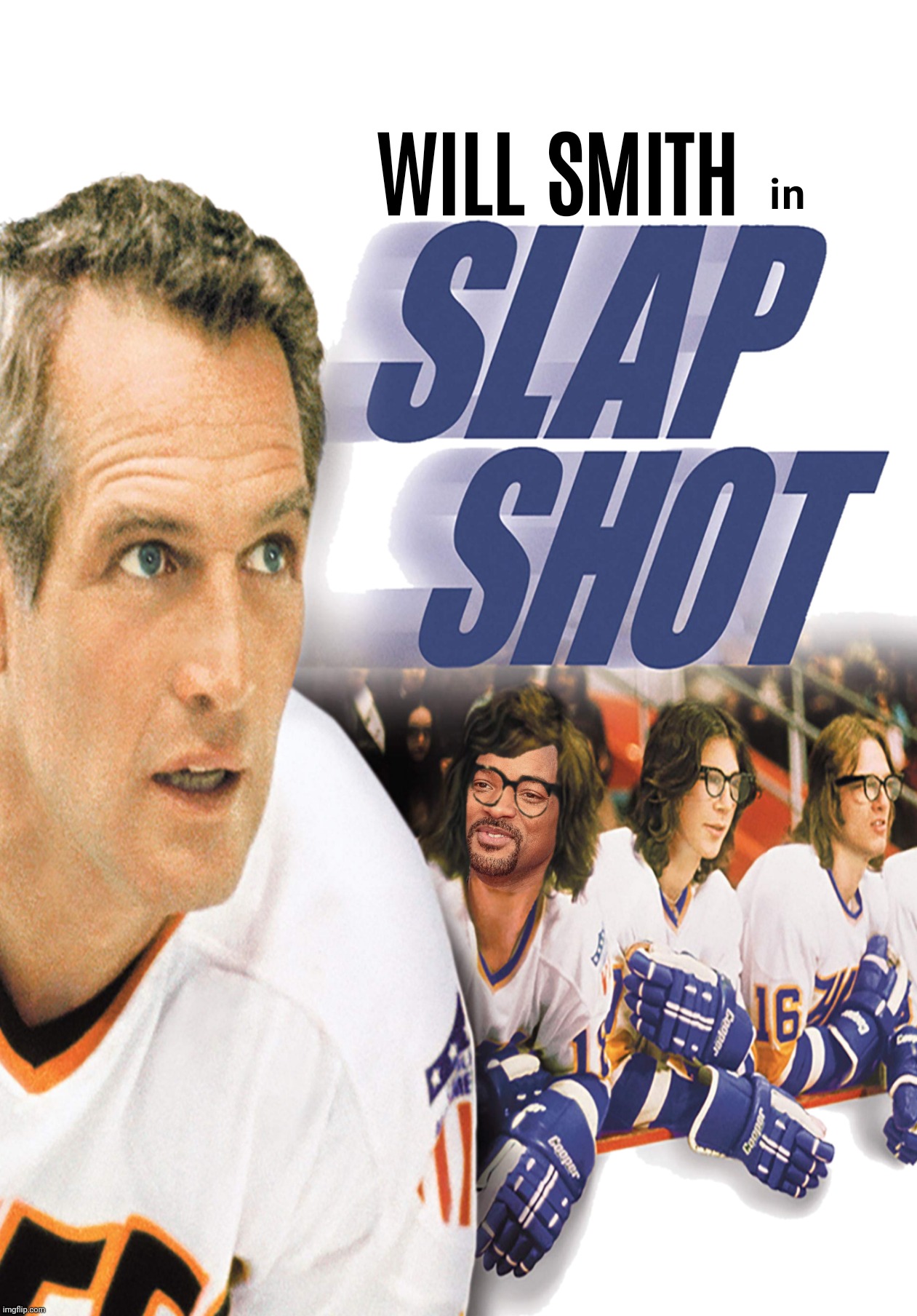 Bad Photoshop Sunday presents:  Keep your stick on the ice! | image tagged in bad photoshop sunday,will smith,slap shot,hanson brothers | made w/ Imgflip meme maker