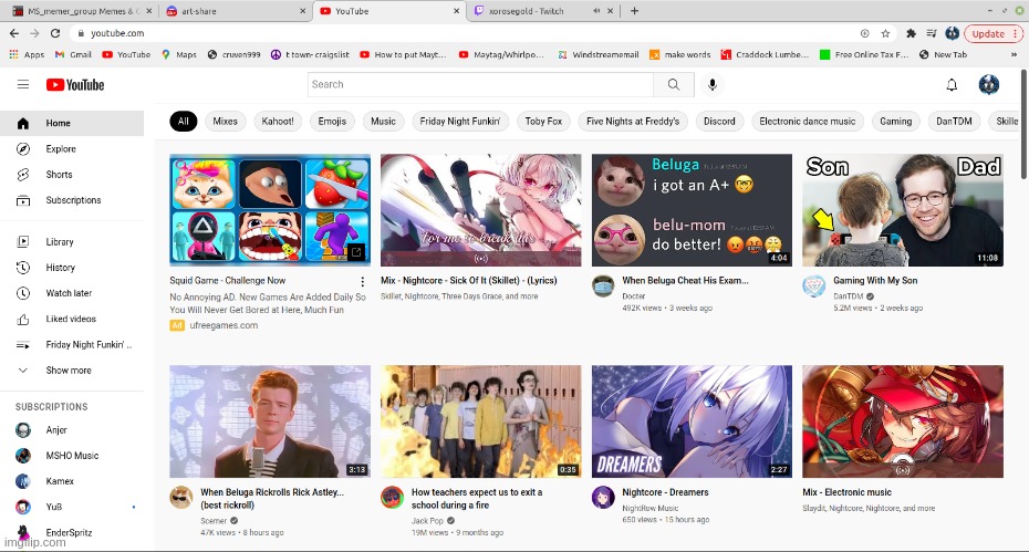 trend: post the beginning of your home page on yt | made w/ Imgflip meme maker