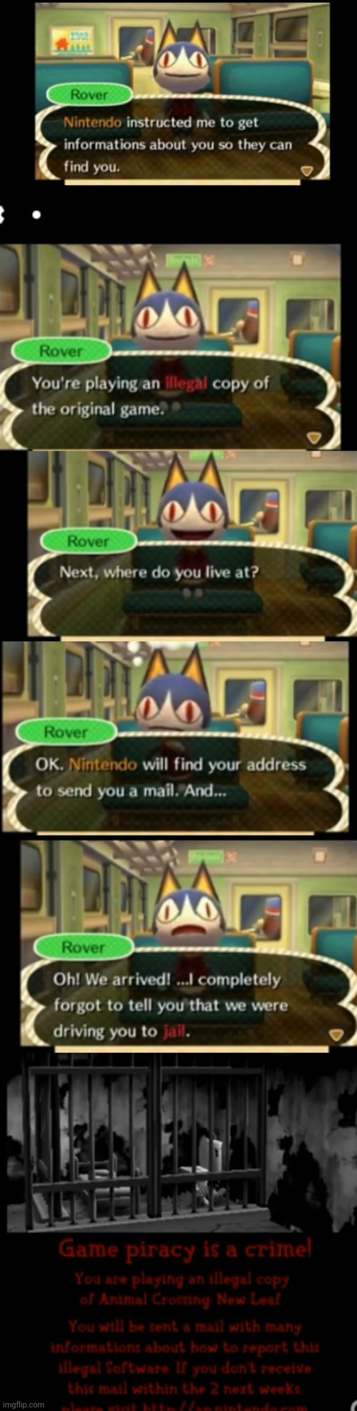Animal crossing anti-piracy screens are kinda creepy | made w/ Imgflip meme maker