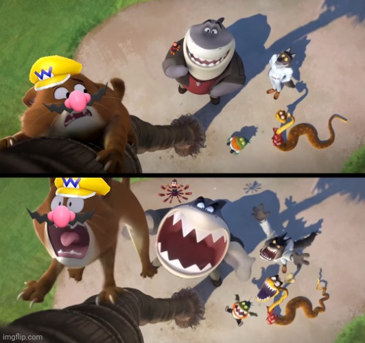 Wario as a cat dies from a heart attack when he got scared by the bad guys cuz they're trying to rescue him.mp3 | image tagged in here kitty kitty kitty,wario dies,wario,the bad guys,dreamworks,animals | made w/ Imgflip meme maker