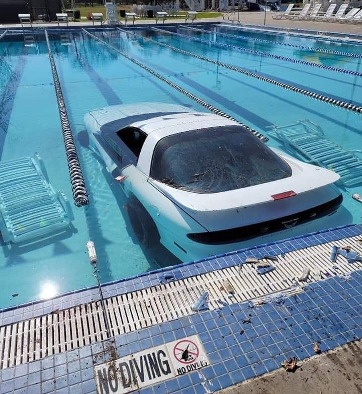 Car in pool Blank Meme Template