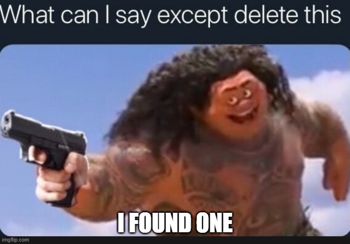 What can I say except delete this | I FOUND ONE | image tagged in what can i say except delete this | made w/ Imgflip meme maker