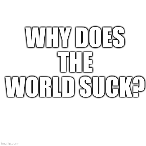 Blank Transparent Square Meme | WHY DOES THE WORLD SUCK? | image tagged in memes,blank transparent square | made w/ Imgflip meme maker