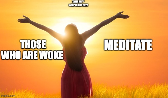Awake | TABIA ANI™
©COPYRIGHT 2022; MEDITATE; THOSE WHO ARE WOKE | image tagged in meditate | made w/ Imgflip meme maker