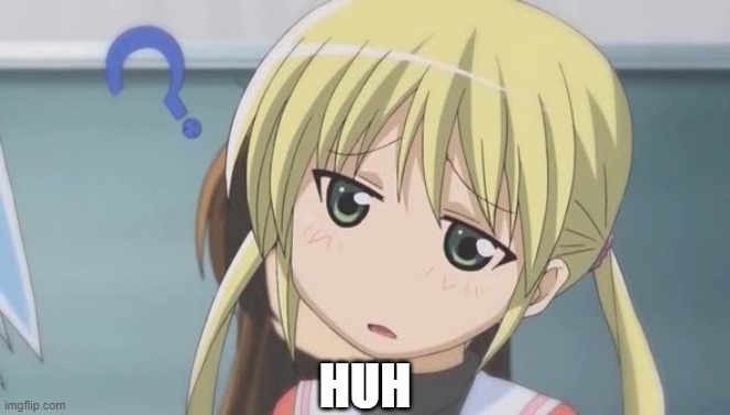 confused anime girl | HUH | image tagged in confused anime girl | made w/ Imgflip meme maker