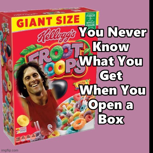 Fruit Loops - You Never Know What You Get When You Open a BOX | image tagged in bruce jenner,fruit loops,memes | made w/ Imgflip meme maker