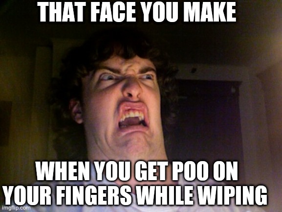 Oh No Meme |  THAT FACE YOU MAKE; WHEN YOU GET POO ON YOUR FINGERS WHILE WIPING | image tagged in memes,oh no | made w/ Imgflip meme maker