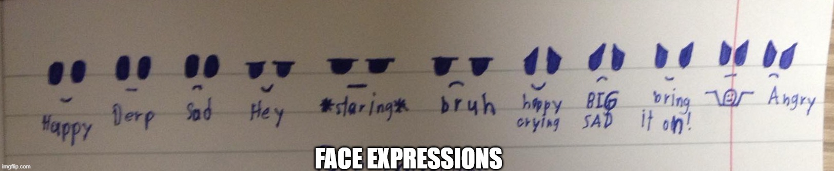 face expressions i use to draw stuff | FACE EXPRESSIONS | made w/ Imgflip meme maker