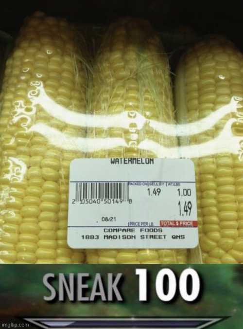 Corn as watermelon | image tagged in corn as watermelon,sneak 100,you had one job | made w/ Imgflip meme maker
