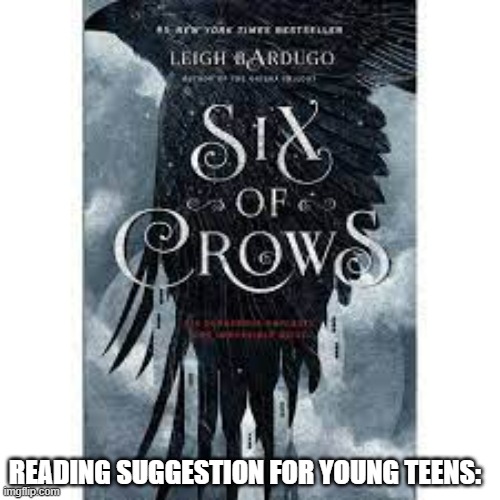 I suggest this book for middle schoolers or possibly early high schoolers | READING SUGGESTION FOR YOUNG TEENS: | image tagged in books | made w/ Imgflip meme maker