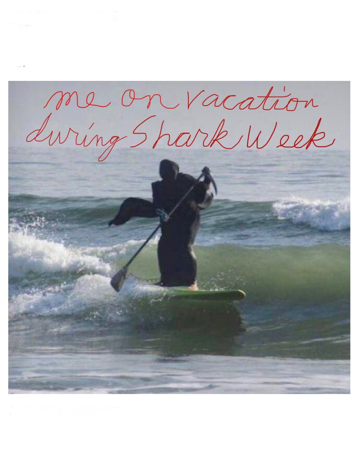 High Quality me on vacation during shark week meme Blank Meme Template