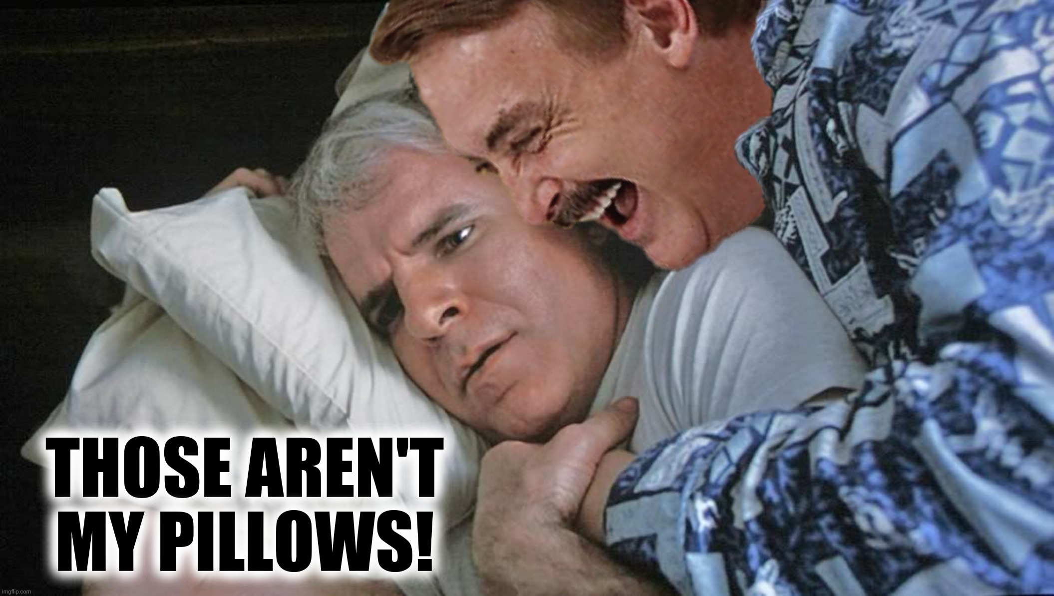 Bad Photoshop Sunday presents:  Where is your other hand? | THOSE AREN'T MY PILLOWS! | image tagged in bad photoshop sunday,mike lindell,planes trains and automobiles,between two pillows | made w/ Imgflip meme maker