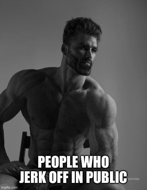 Giga Chad | PEOPLE WHO JERK OFF IN PUBLIC | image tagged in giga chad | made w/ Imgflip meme maker