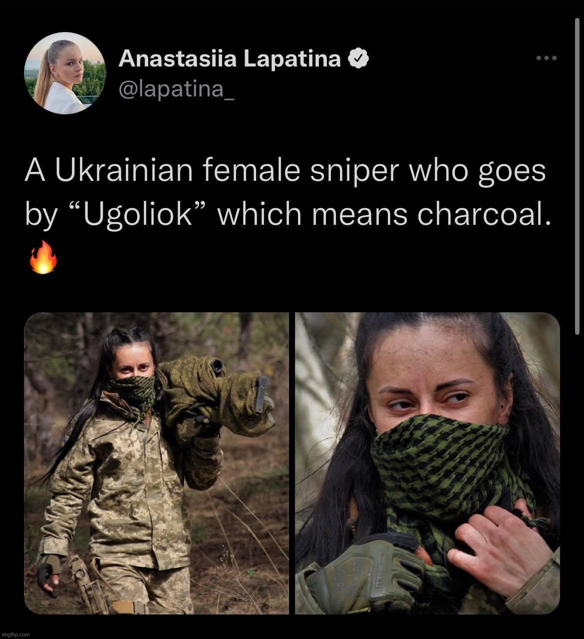 Ukrainian female sniper | image tagged in ukrainian female sniper | made w/ Imgflip meme maker