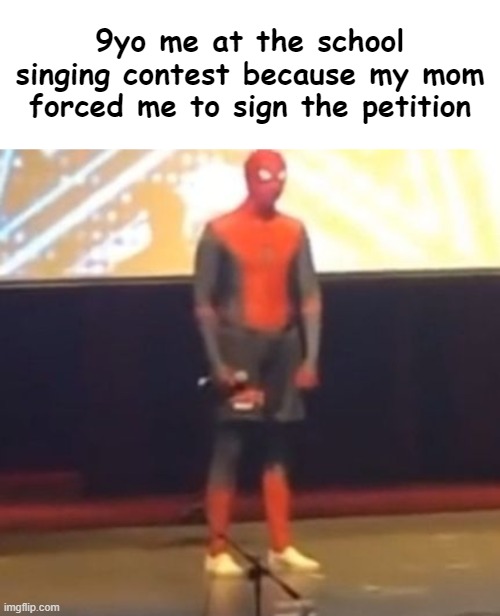 spiderman singing | image tagged in spiderman | made w/ Imgflip meme maker