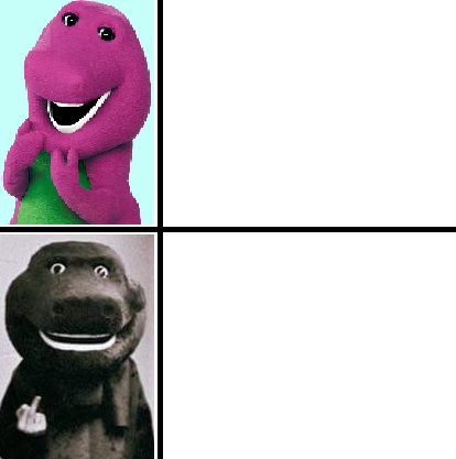 Bright Barney Vs. Grim Barney Blank Meme Template