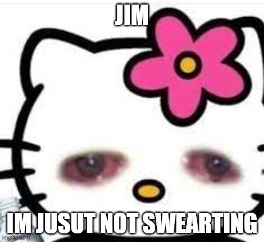 jim | JIM; IM JUSUT NOT SWEARTING | image tagged in sanrio | made w/ Imgflip meme maker