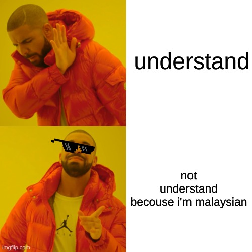 understand not understand becouse i'm malaysian | image tagged in memes,drake hotline bling | made w/ Imgflip meme maker