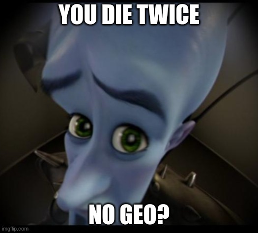 Hollow Knight took mah geo >:( | YOU DIE TWICE; NO GEO? | image tagged in no bitches | made w/ Imgflip meme maker