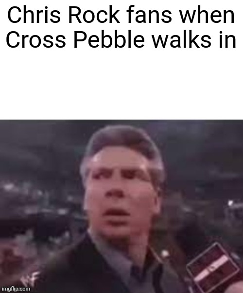Cross Pebble | Chris Rock fans when Cross Pebble walks in | image tagged in x when x walks in,chris rock,funny | made w/ Imgflip meme maker