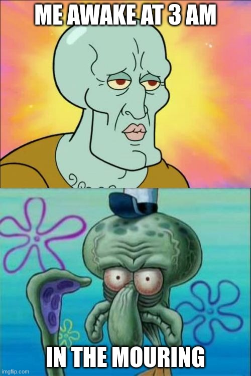 Squidward | ME AWAKE AT 3 AM; IN THE MOURING | image tagged in memes,squidward | made w/ Imgflip meme maker