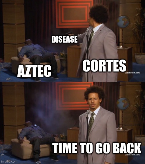 Who Killed Hannibal | DISEASE; CORTES; AZTEC; TIME TO GO BACK | image tagged in memes,who killed hannibal | made w/ Imgflip meme maker