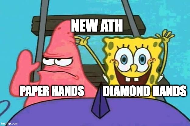 Diamond Hands | NEW ATH; DIAMOND HANDS; PAPER HANDS | image tagged in sponge bob roller coaster | made w/ Imgflip meme maker